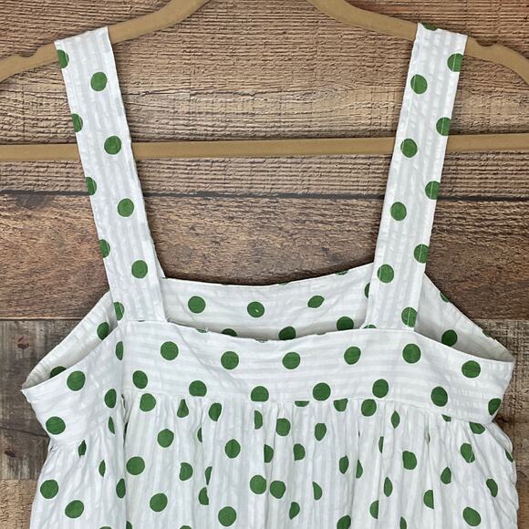 NEW ASOS Babydoll Peplum Tank Top White Green Polka Dot Size 6 - Picture 5 of 8